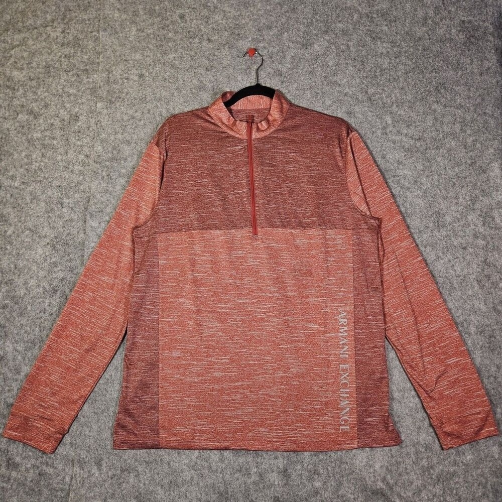 Armani Exchange Mens Red Heather 1/4 Zip Performance Pullover 6XZMAL ZJN9Z Large